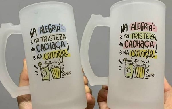 Caneca de Vidro Jateada